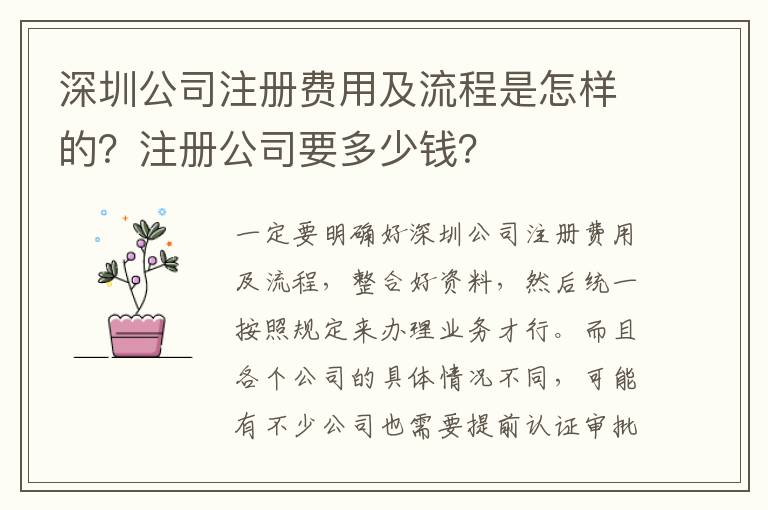 深圳公司注冊費(fèi)用及流程是怎樣的？注冊公司要多少錢？