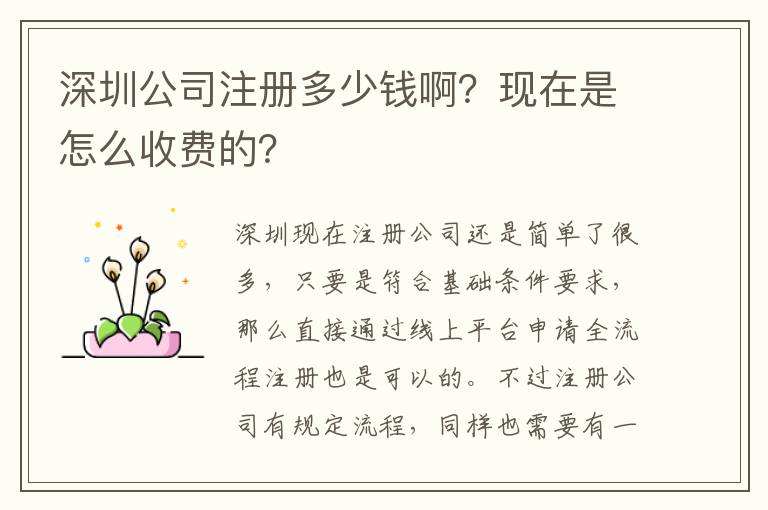 深圳公司注冊多少錢?。楷F(xiàn)在是怎么收費的？