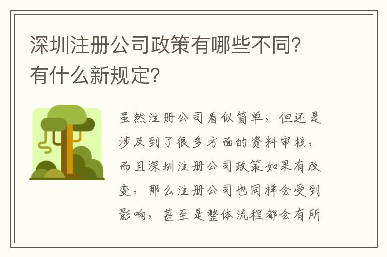 深圳注冊公司政策有哪些不同？有什么新規(guī)定？