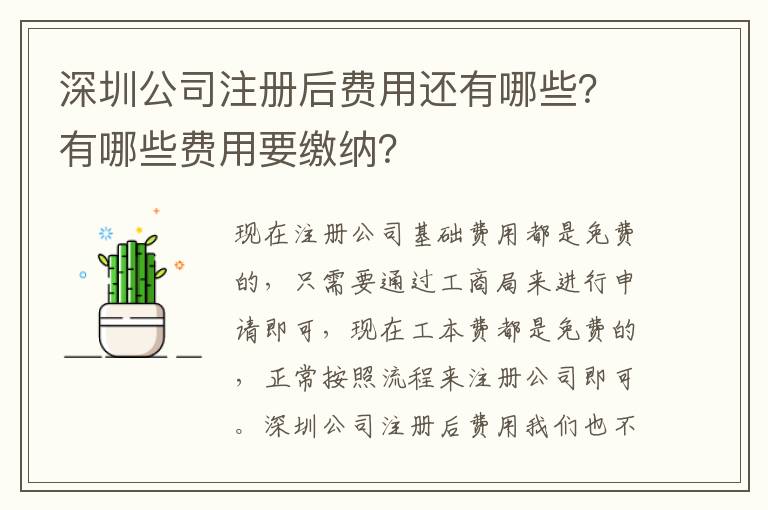 深圳公司注冊后費(fèi)用還有哪些？有哪些費(fèi)用要繳納？