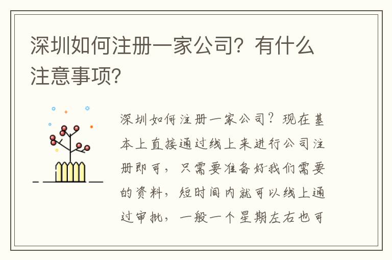 深圳如何注冊一家公司？有什么注意事項(xiàng)？