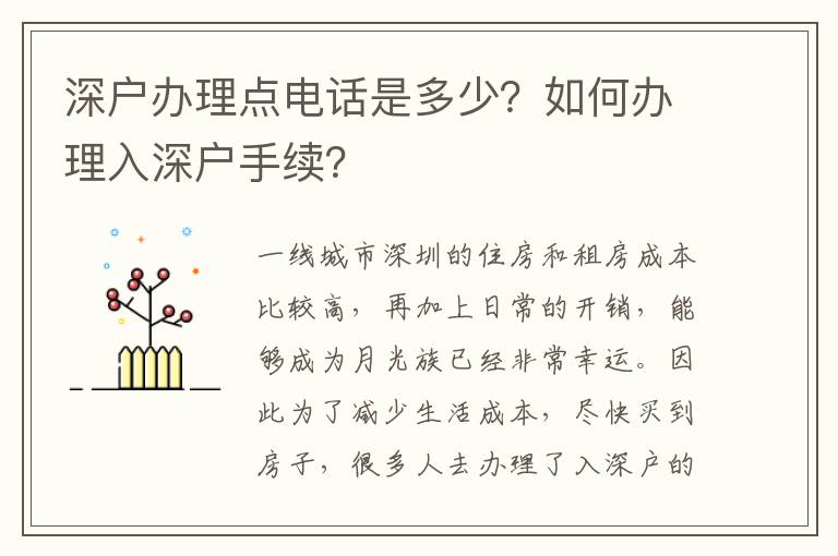 深戶辦理點電話是多少？如何辦理入深戶手續(xù)？