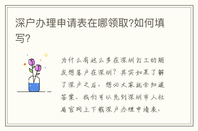 深戶辦理申請表在哪領(lǐng)取?如何填寫？