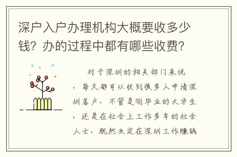 深戶入戶辦理機構(gòu)大概要收多少錢？辦的過程中都有哪些收費？