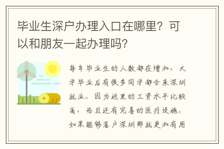 畢業(yè)生深戶(hù)辦理入口在哪里？可以和朋友一起辦理嗎？
