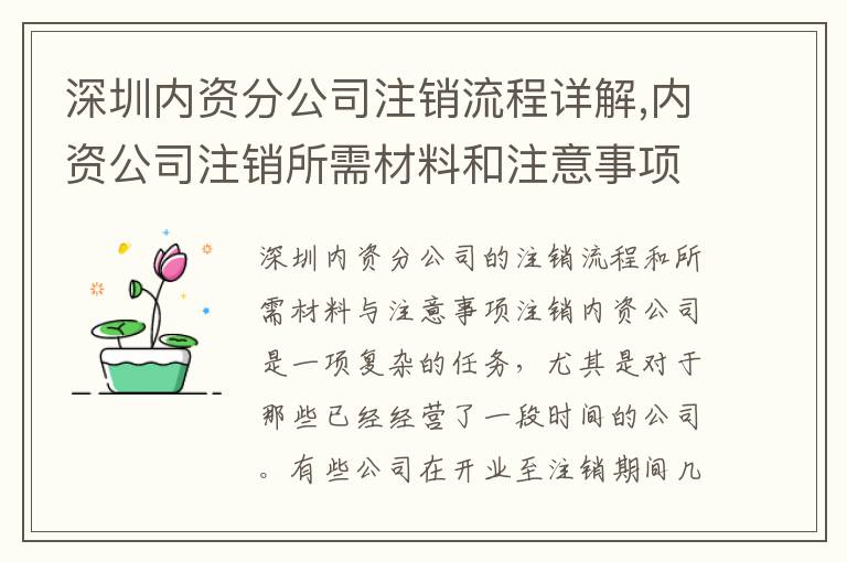深圳內(nèi)資分公司注銷流程詳解,內(nèi)資公司注銷所需材料和注意事項(xiàng)