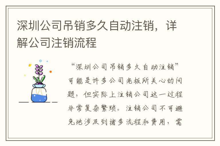 深圳公司吊銷多久自動注銷，詳解公司注銷流程