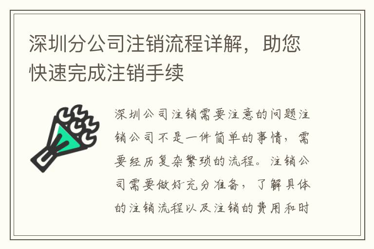 深圳分公司注銷流程詳解，助您快速完成注銷手續(xù)