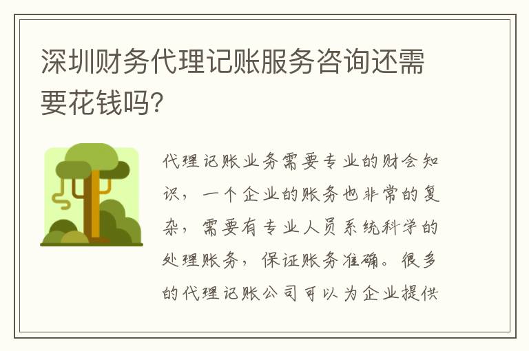 深圳財(cái)務(wù)代理記賬服務(wù)咨詢還需要花錢嗎？