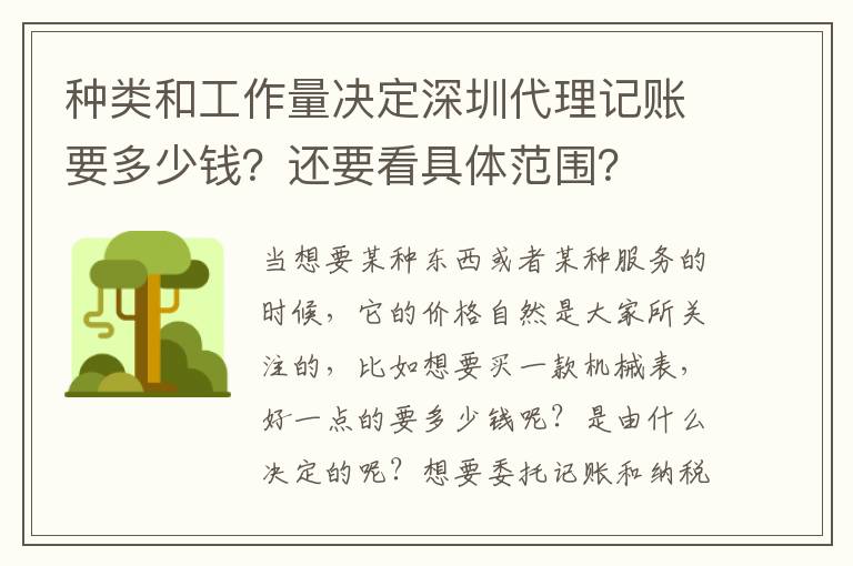 種類和工作量決定深圳代理記賬要多少錢？還要看具體范圍？